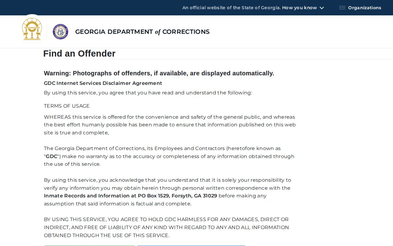Georgia GDC offender search for Crawford County released inmate records